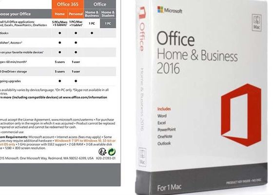 32 biss 64 gebissenes Haus Microsoft Offices 2016 und Schlüssel des Geschäfts-DVD Digital